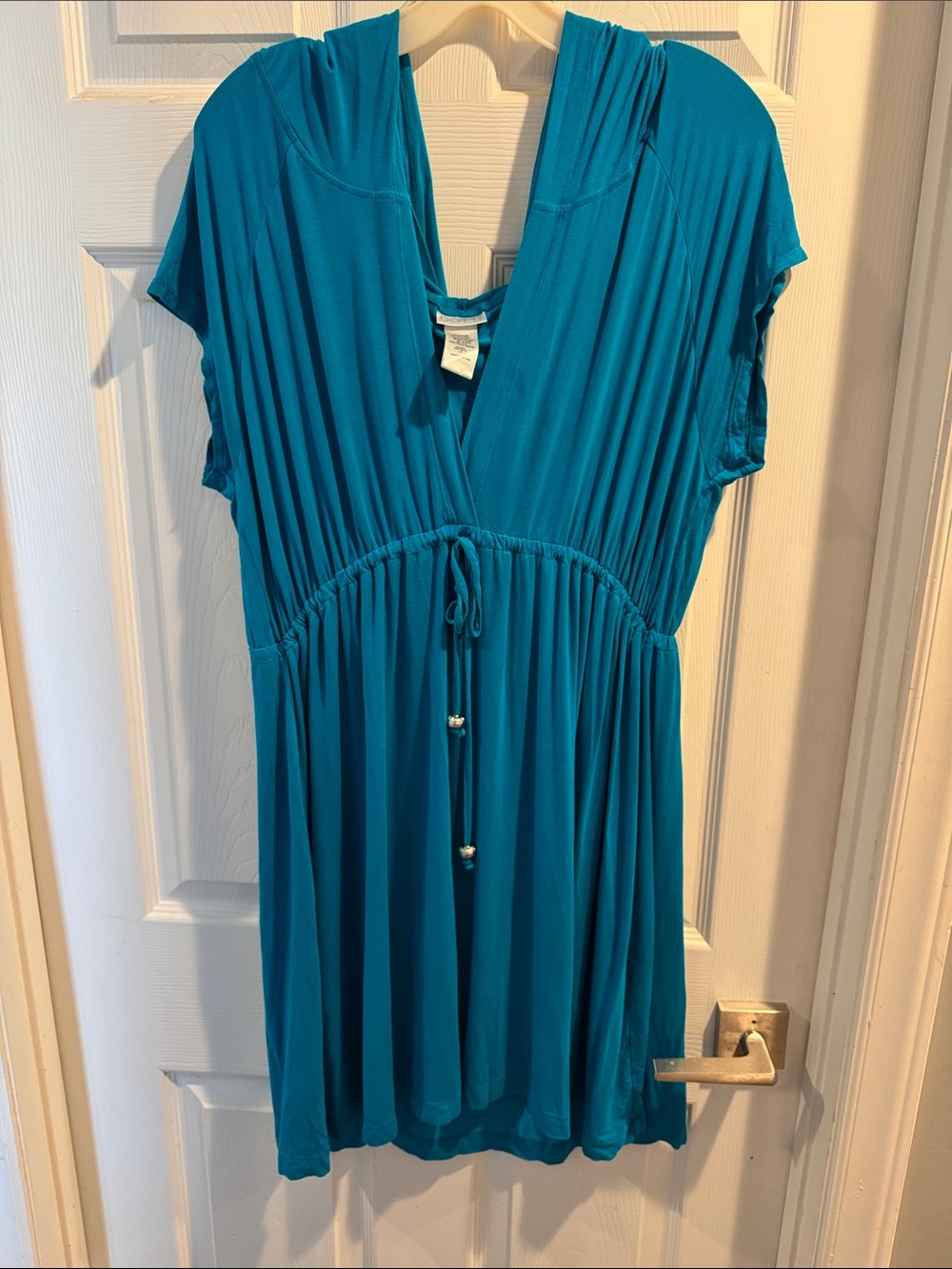 Dotti Teal V‑Neck Swim Coverup with Drawstring
